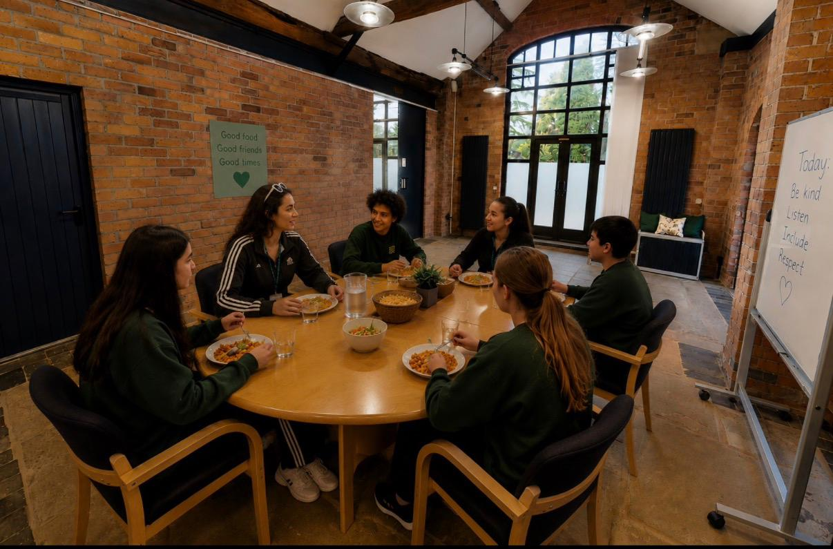 Vector illustration of students socialising and working together in a supportive environment